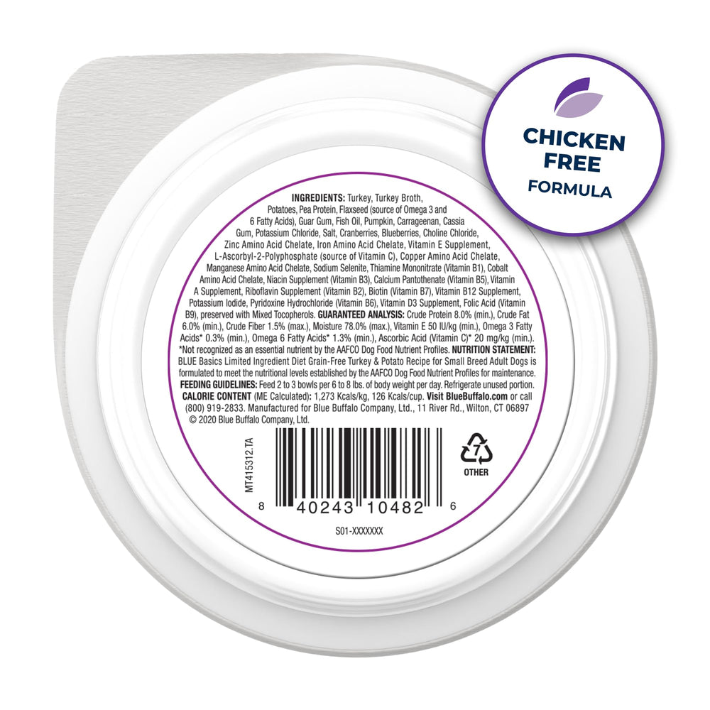 Serving Blue Buffalo Basics wet food in a bowl for small dogs