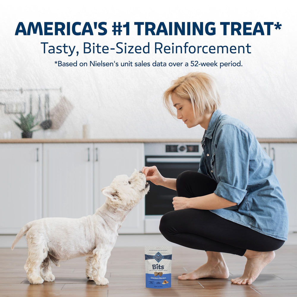 Blue Buffalo Bits DHA-infused treats to support cognitive development during training.