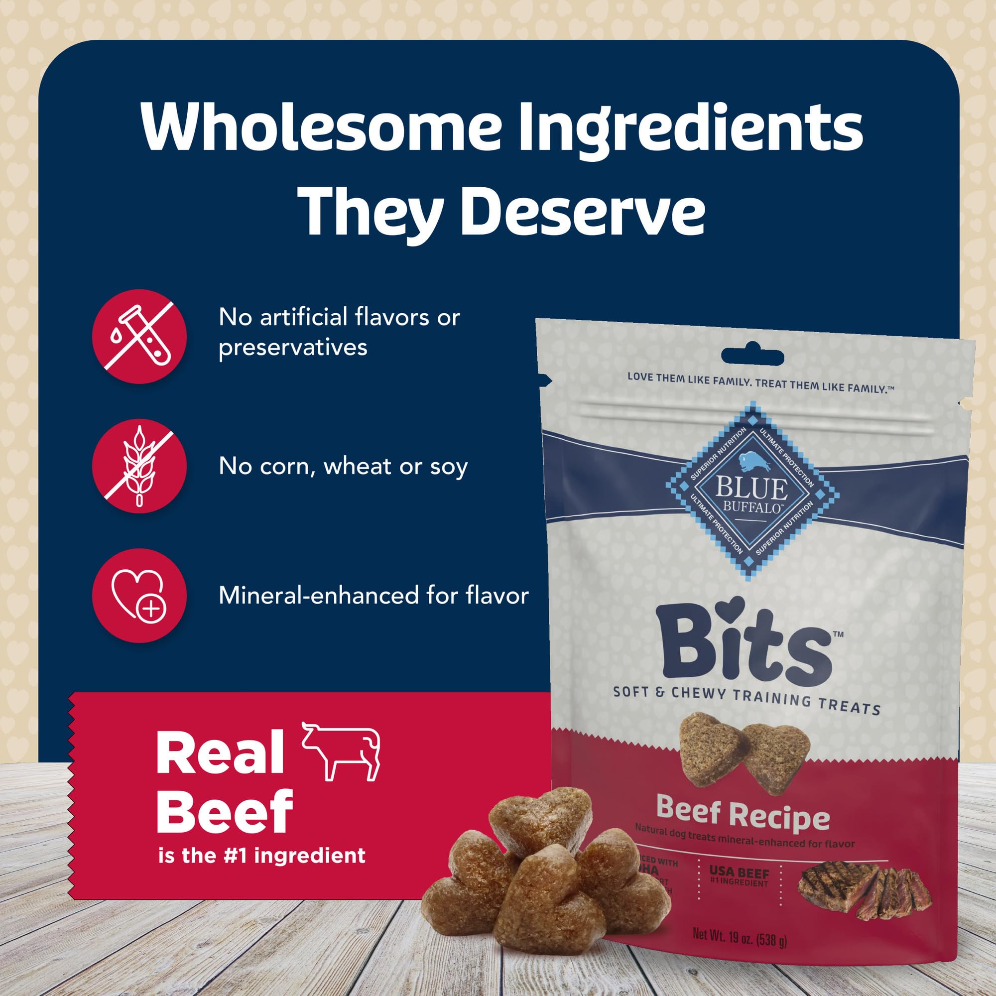 Blue Buffalo Bits soft texture supports easy chewing during training and rewards.