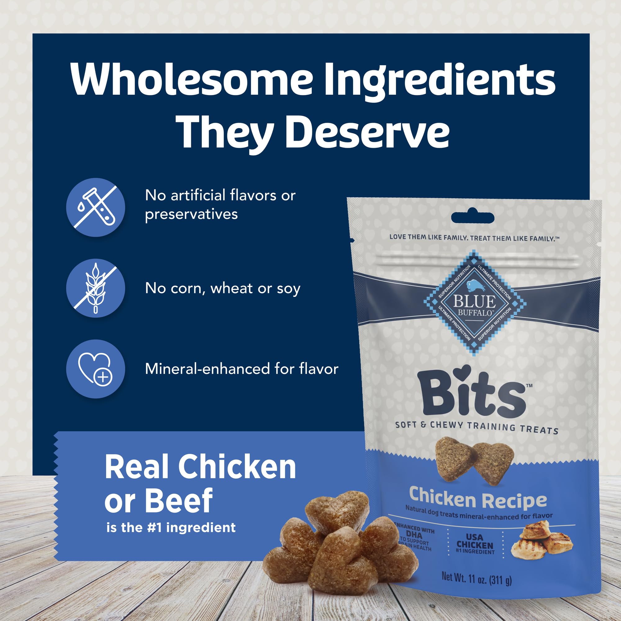 Blue Buffalo Bits are free from artificial preservatives and colors.