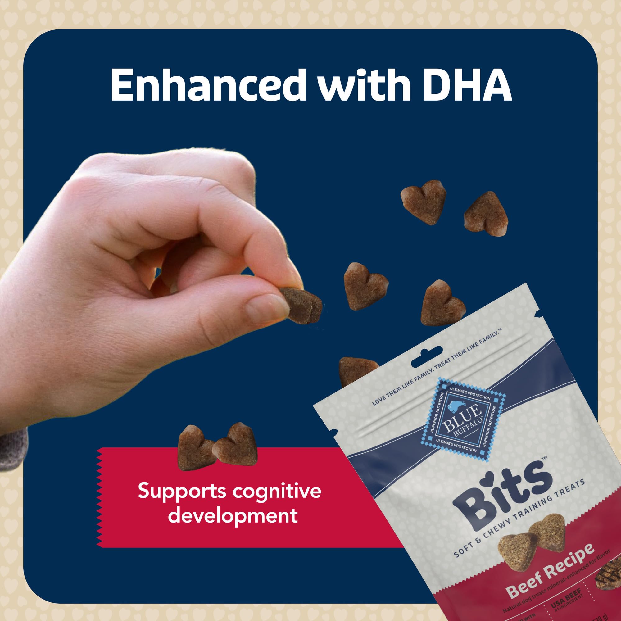 Blue Buffalo Bits 19-ounce bag ready for regular training sessions at home.