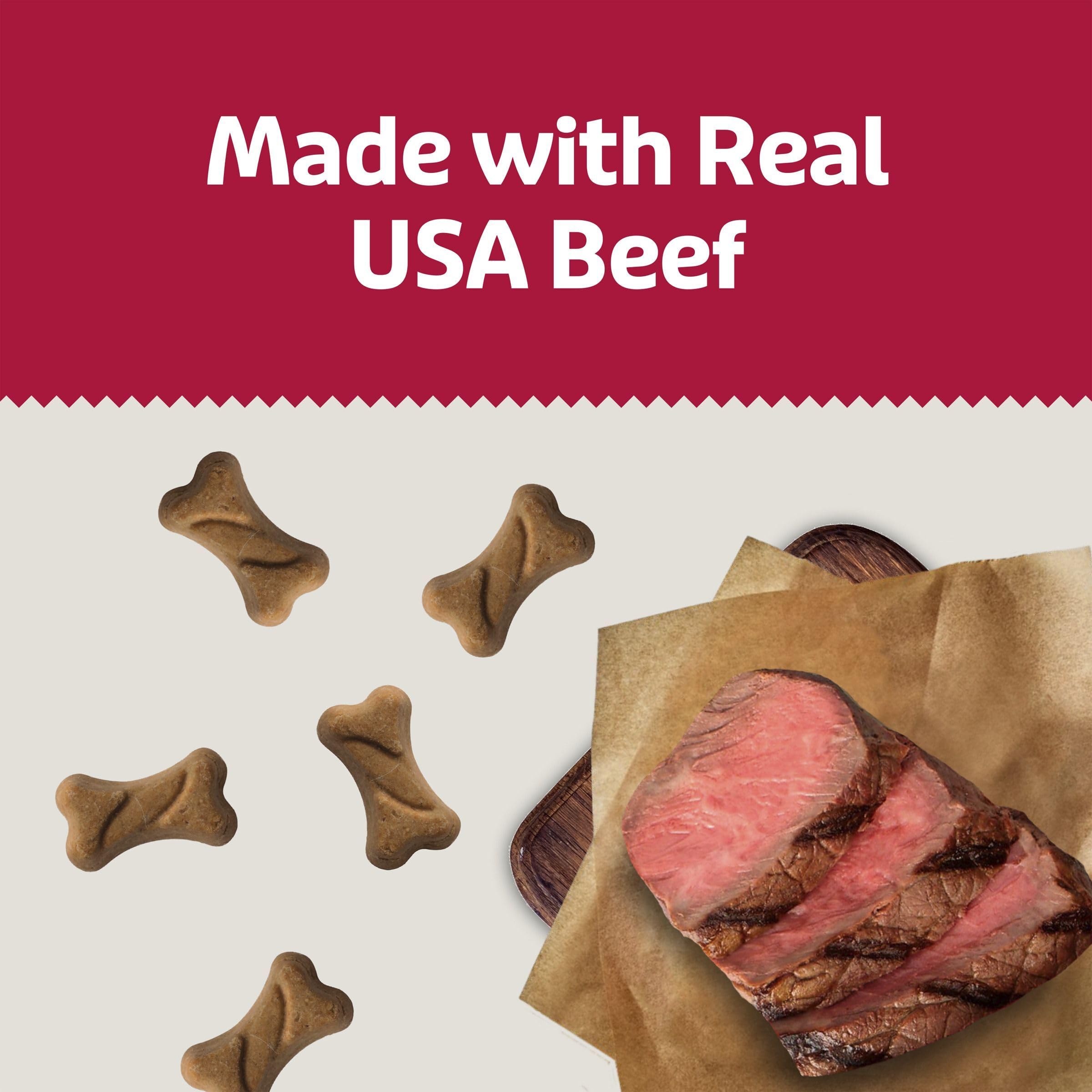 Blue Buffalo Bones mini beef biscuits bone-shaped form for dogs.