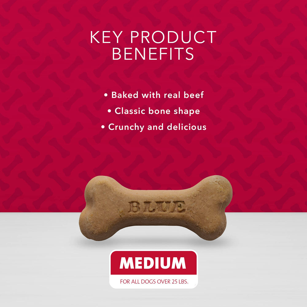 Blue Buffalo Bones natural ingredients biscuits, real meat and grains for balanced snacking.