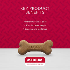 Blue Buffalo Bones natural ingredients biscuits, real meat and grains for balanced snacking.