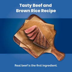 Blue Buffalo deboned beef first-ingredient kibble in a bowl.