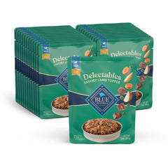 Blue Buffalo Delectables Lamb Dinner Topper 3oz pouch enhances dry dog food with savory lamb.