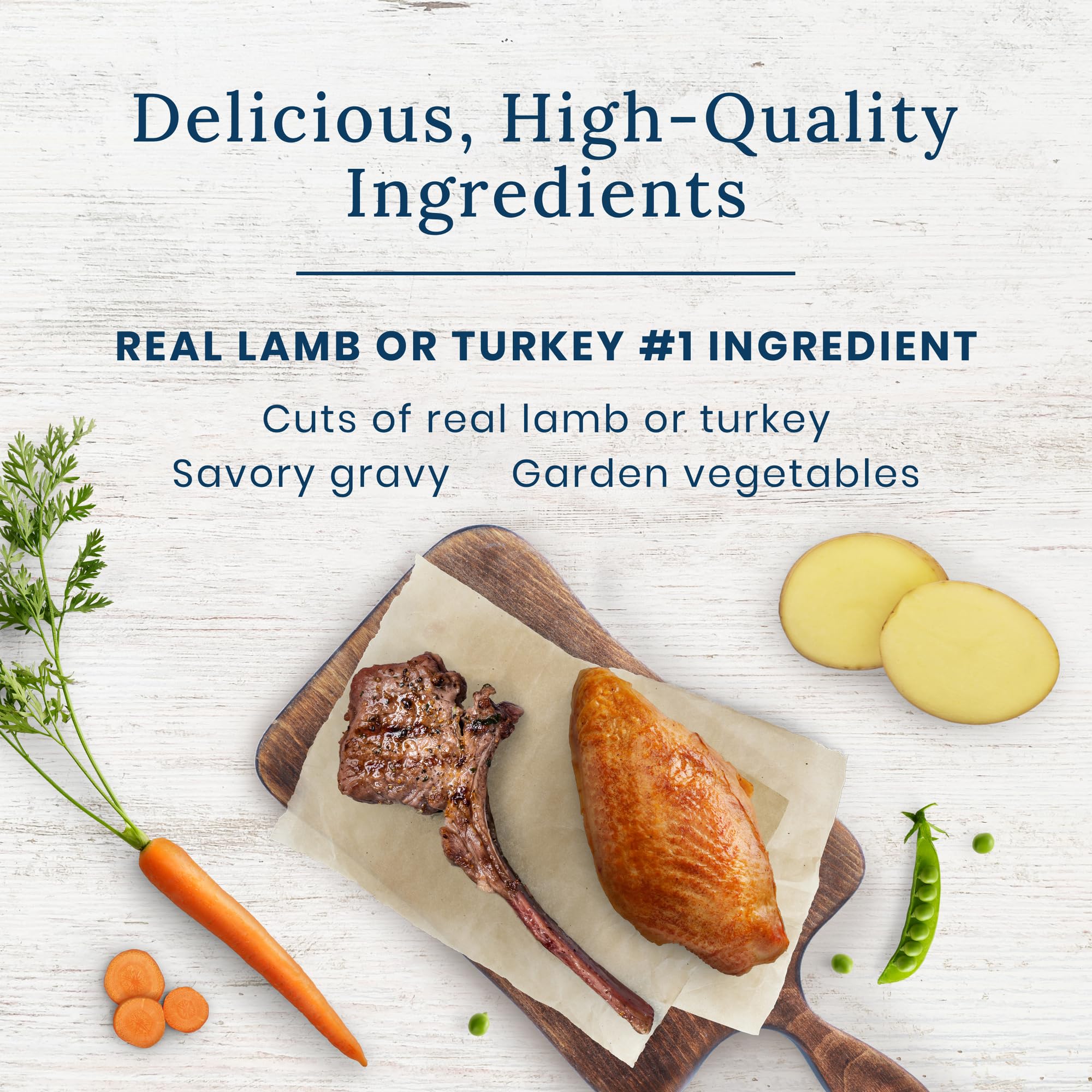Blue Buffalo Delectables Lamb Topper pouch open offers convenient serving.