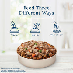 Blue Buffalo Delectables topper turkey pouch for convenient feeding over meals.