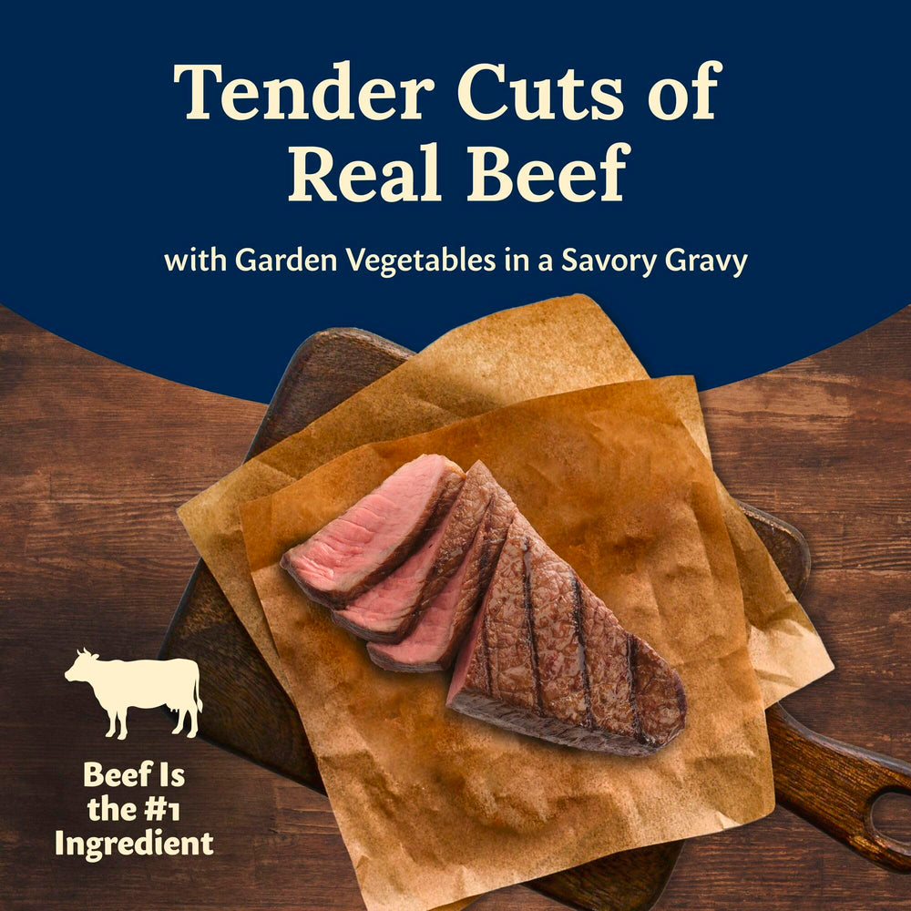 Blue Buffalo Delectables ingredient panel close-up highlights grain-free formula and real beef first