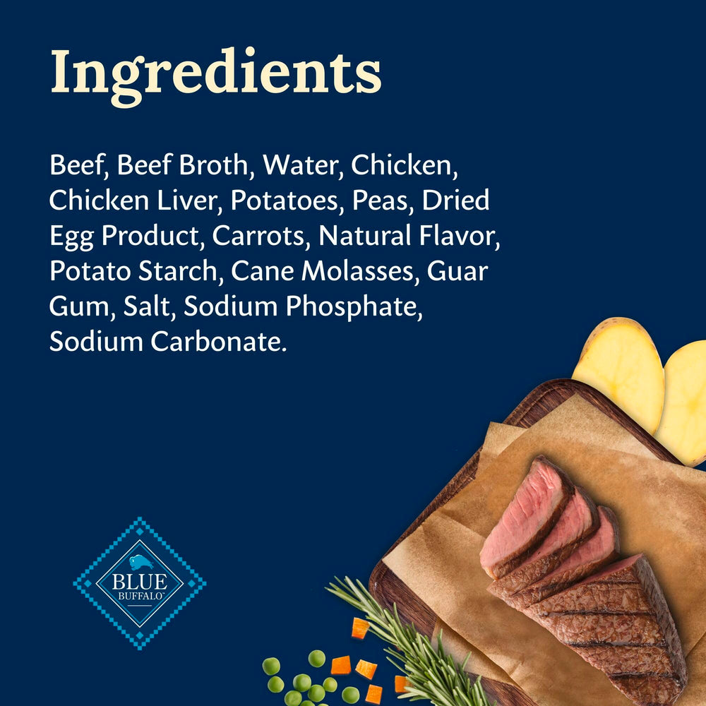 Blue Buffalo Delectables real beef first ingredient signals quality protein to top meals