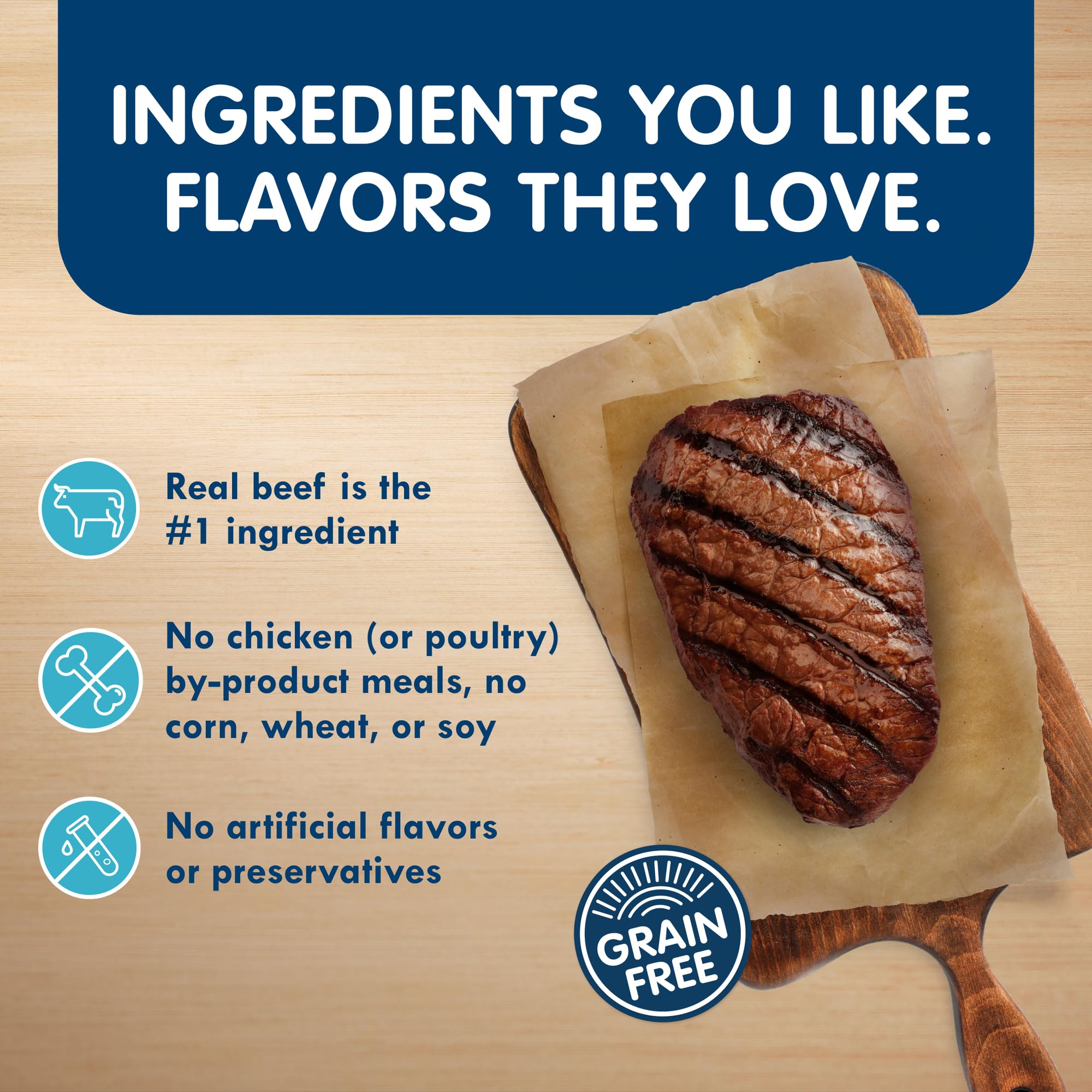 Blue Buffalo Delights Filet Mignon cup in gravy, premium natural ingredients for small breeds.