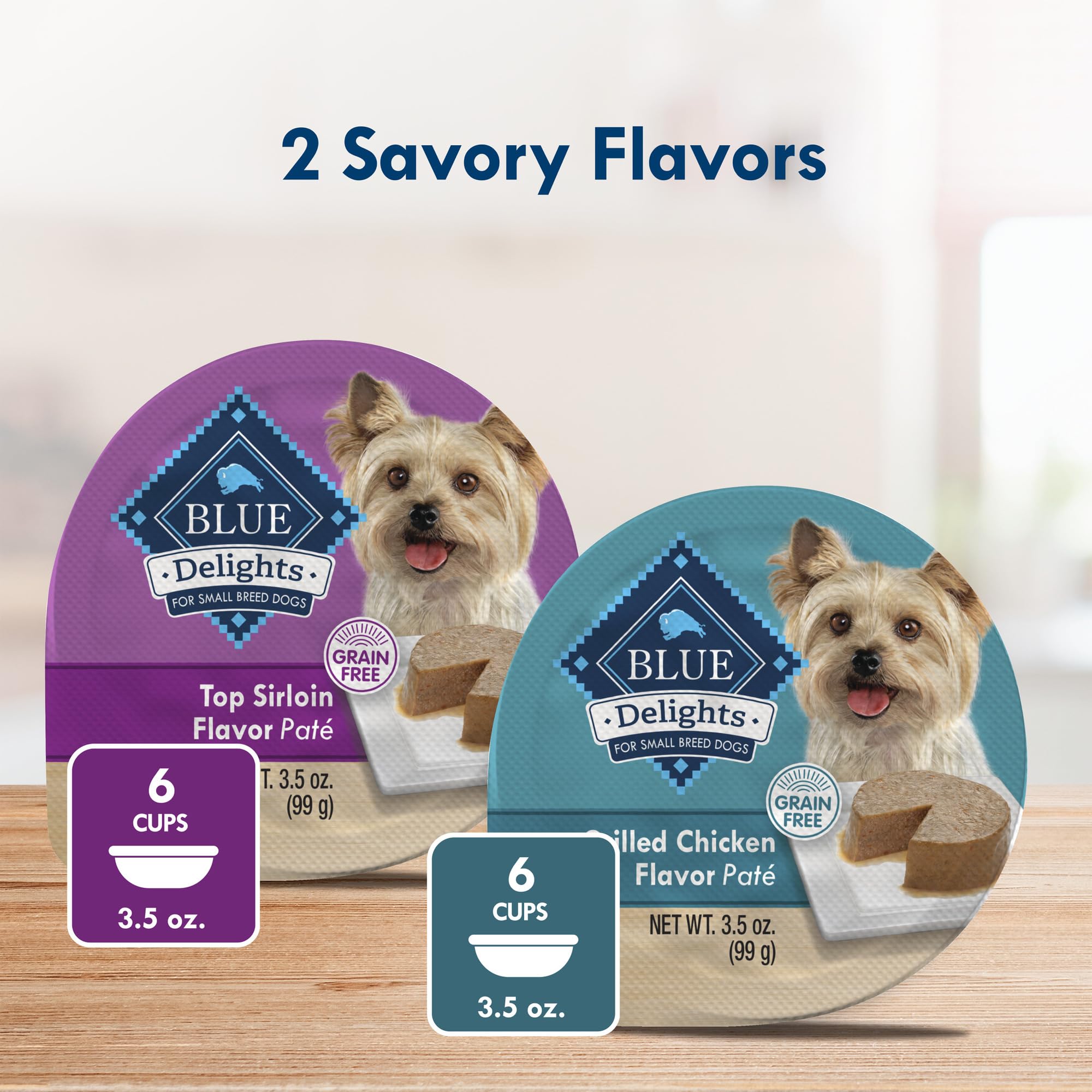 Blue Buffalo Delights packaging front highlights ingredients and natural goodness.