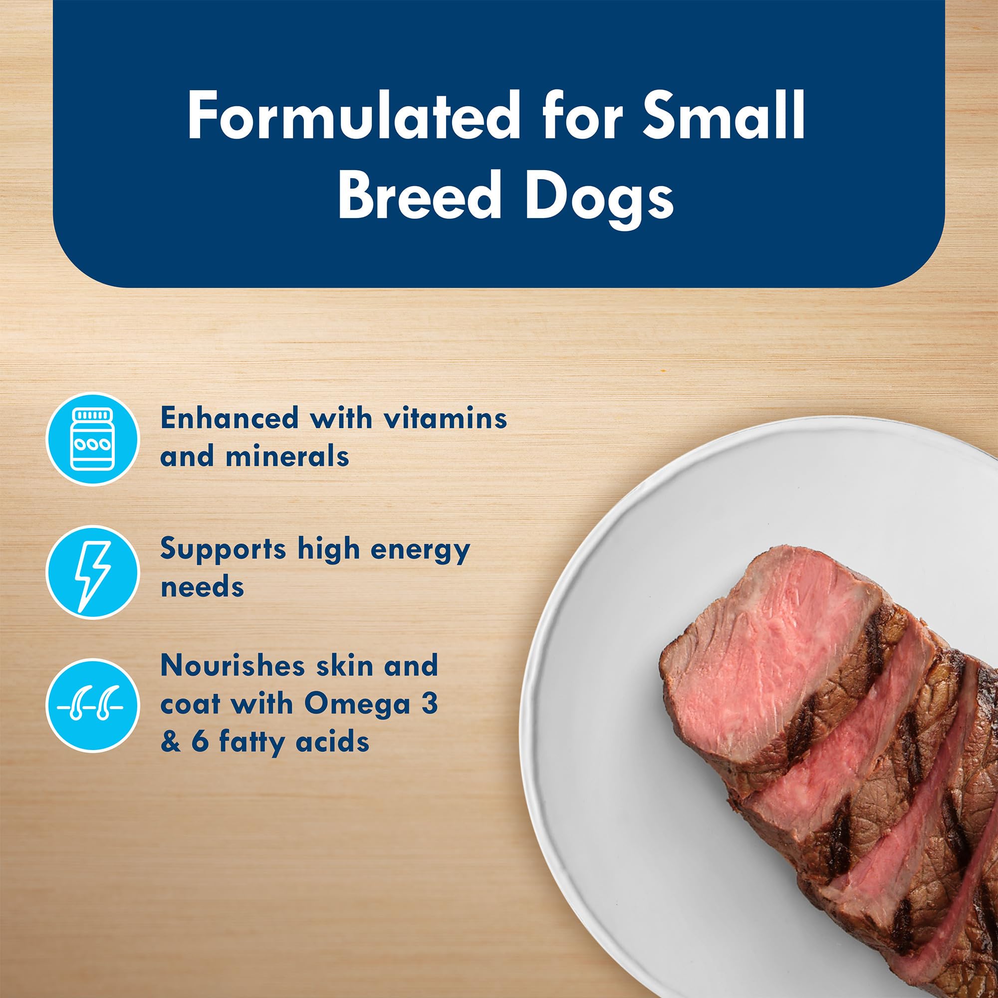 Blue Buffalo Delights Porterhouse Cups Closeup reveals hearty beef goodness for tiny-treat-friendly meals at mealtimes.