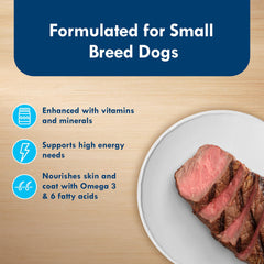 Blue Buffalo Delights Porterhouse Cups Closeup reveals hearty beef goodness for tiny-treat-friendly meals at mealtimes.