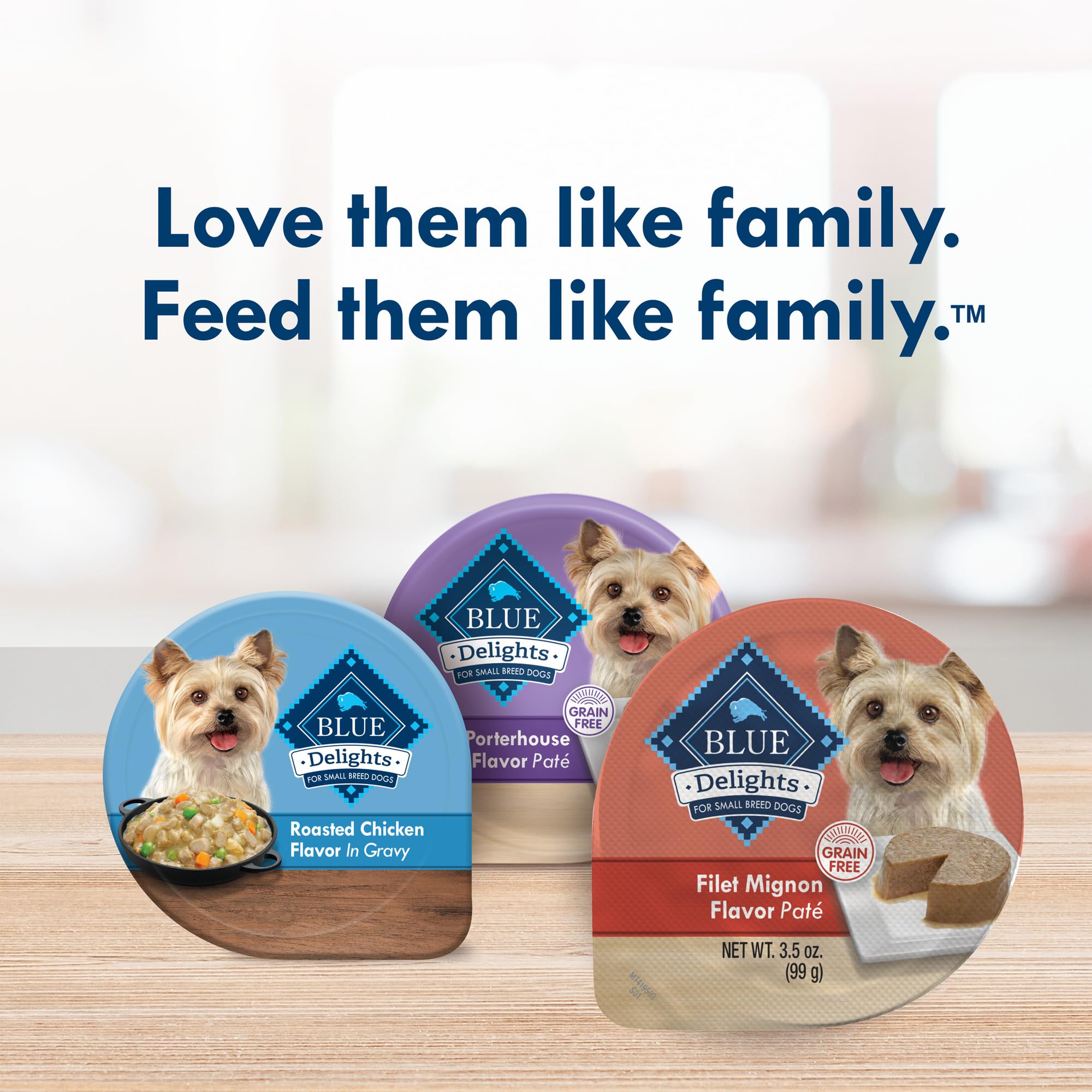 Blue Buffalo Delights specifically formulated for small breed dogs with easier serving size.