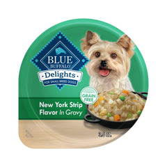 Blue Buffalo Delights small breed cup-front view with NY Strip in gravy for small dogs
