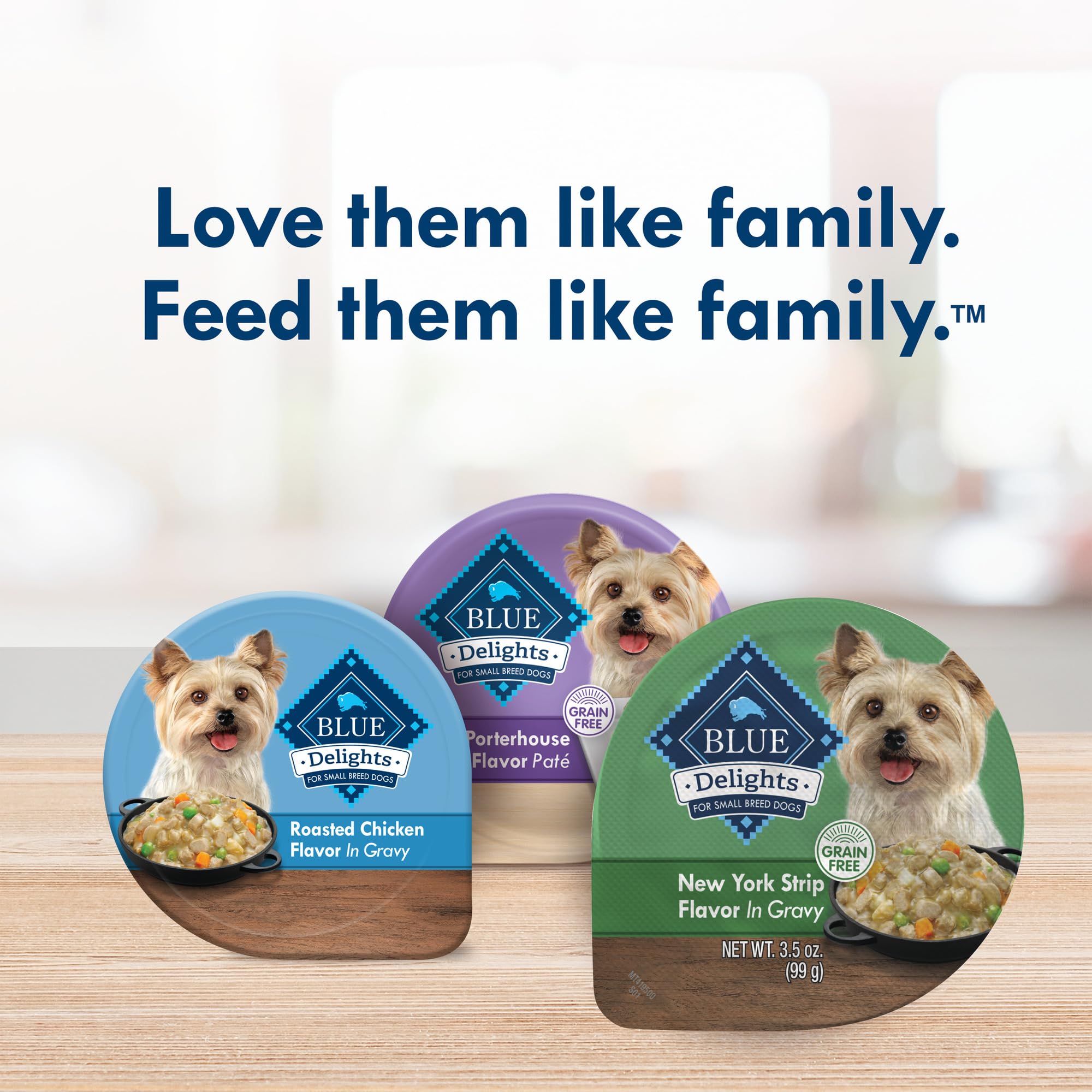 Blue Buffalo Delights cups stored in refrigerator for freshness after opening