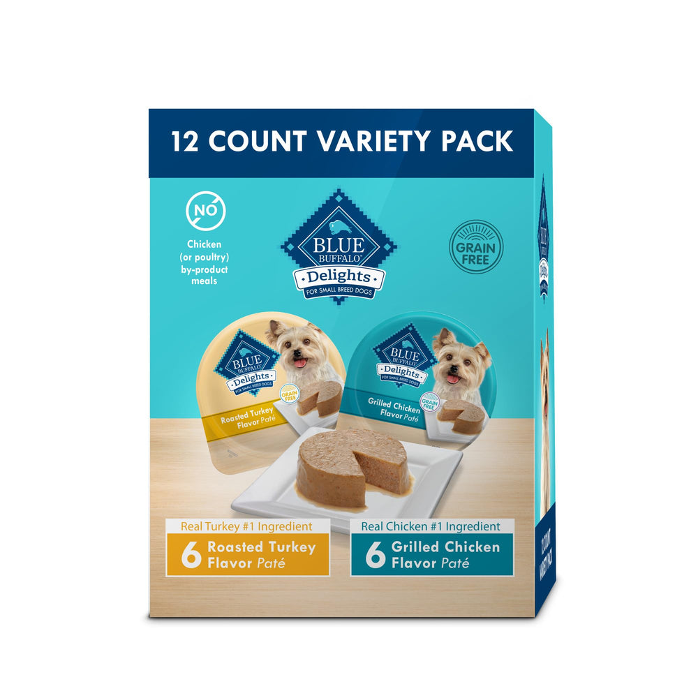 Blue Buffalo Delights turkey paté cups offer tasty, easy meals for small breeds.