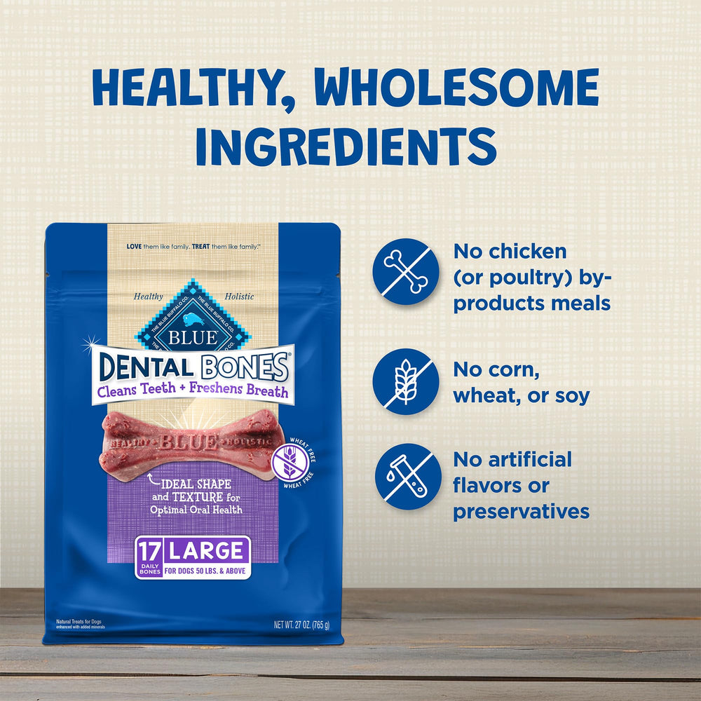 Blue Buffalo dental bones large dog chew texture closeup