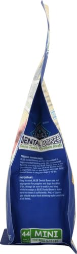 Blue Buffalo Dental Bones small dogs 5-15 lbs image demonstrates appropriate mini size.