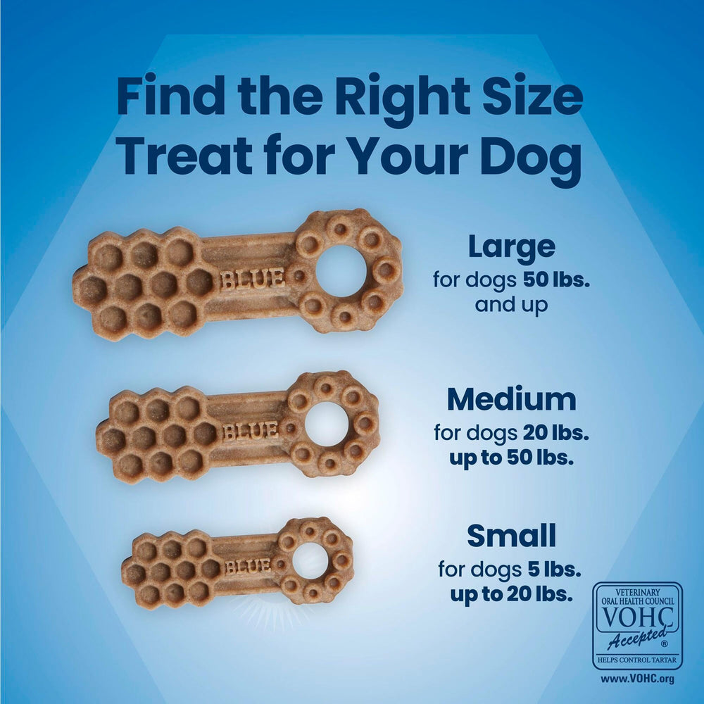 Blue Buffalo Dental Chews Large seven-count display highlights convenient daily treat.
