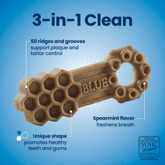 Blue Buffalo Dental Chews in pack designed for medium dogs, 20–50 lb guidance.