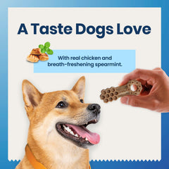 Blue Buffalo dental chews texture shows 50 ridges for cleaning.