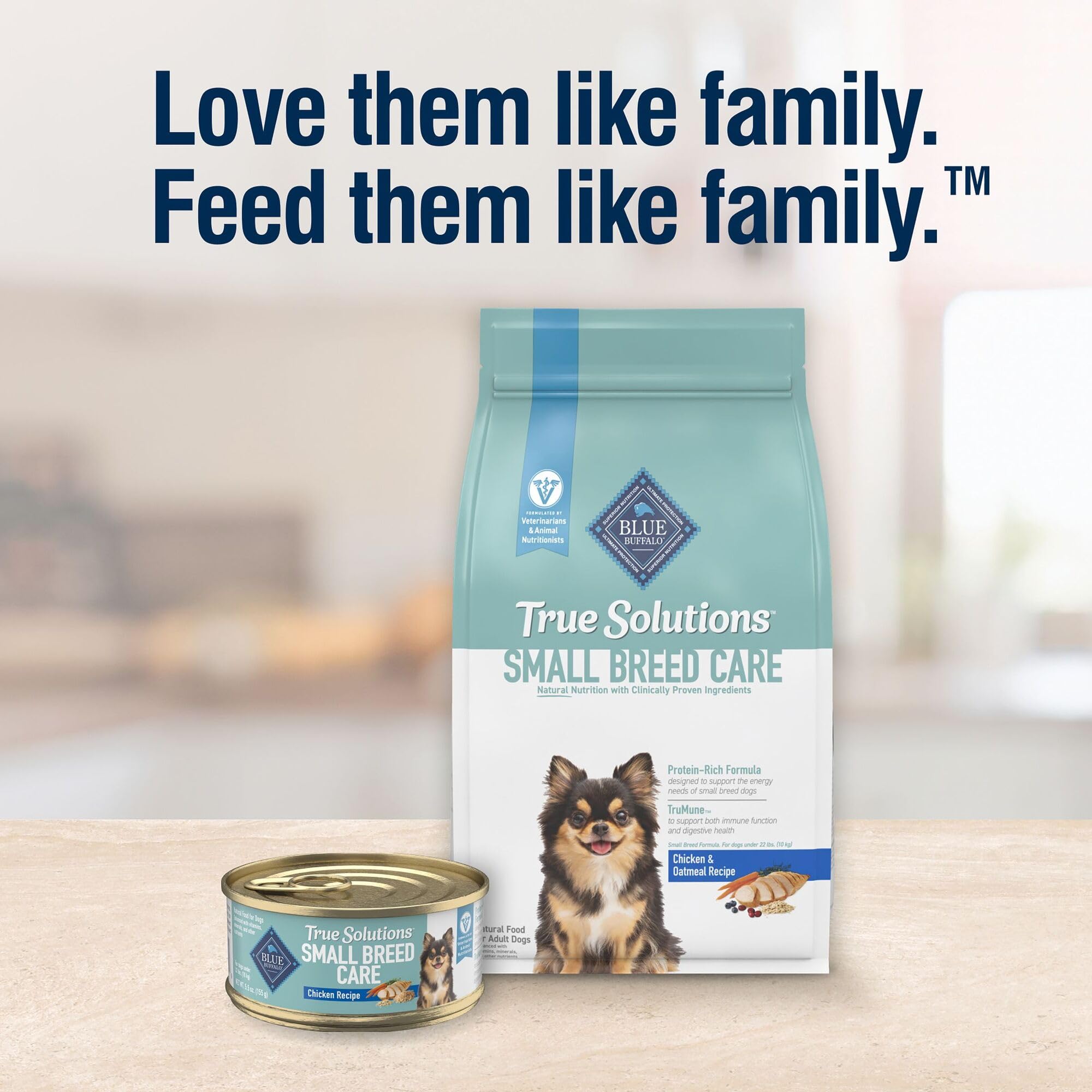 Blue Buffalo dry dog food pour from bag into bowl indicates easy daily routine