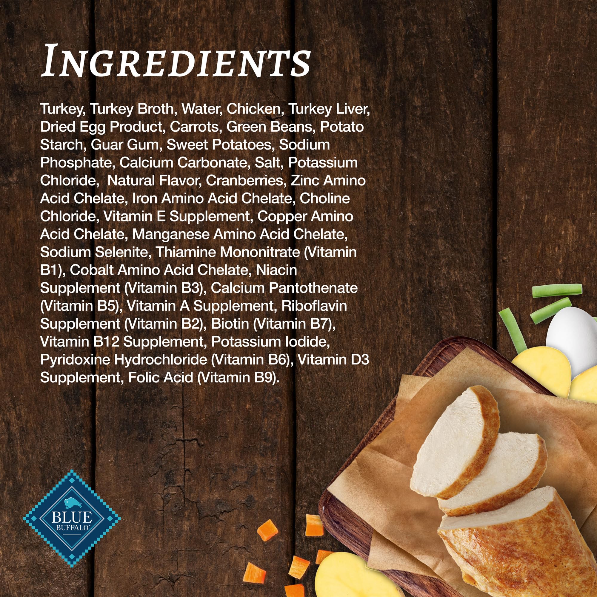 Blue Buffalo Family Favorites Turkey Day Feast pour image suggests savory gravy for meals.