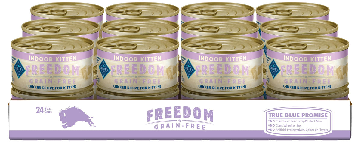 Blue Buffalo Freedom kitten pate shows real chicken first ingredient for tasty nutrition