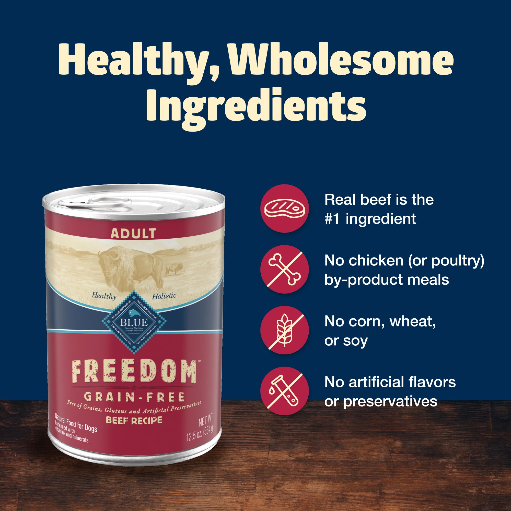 Blue Buffalo Freedom no corn wheat or soy in ingredient list