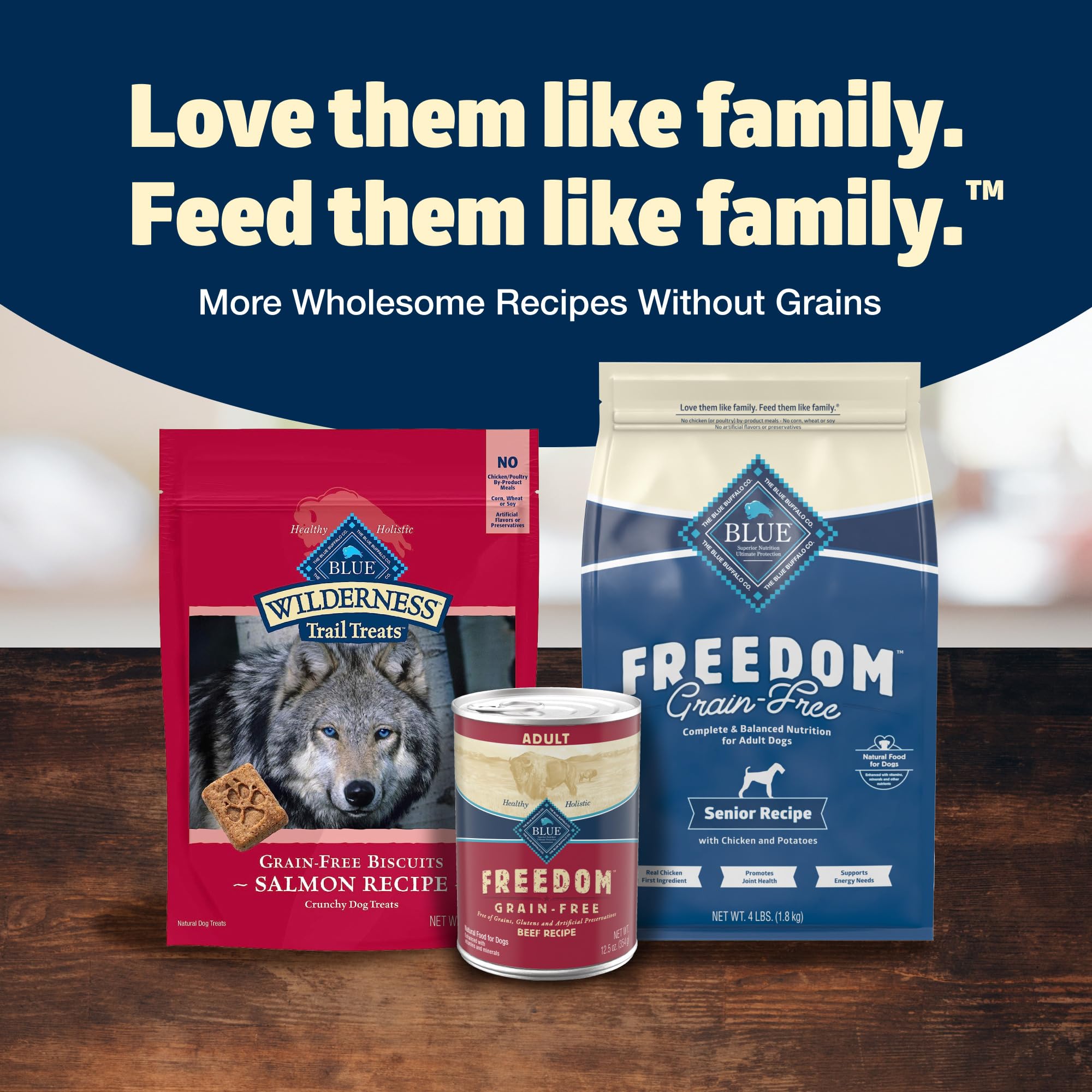 Blue Buffalo Freedom packaging label highlights ingredients and benefits
