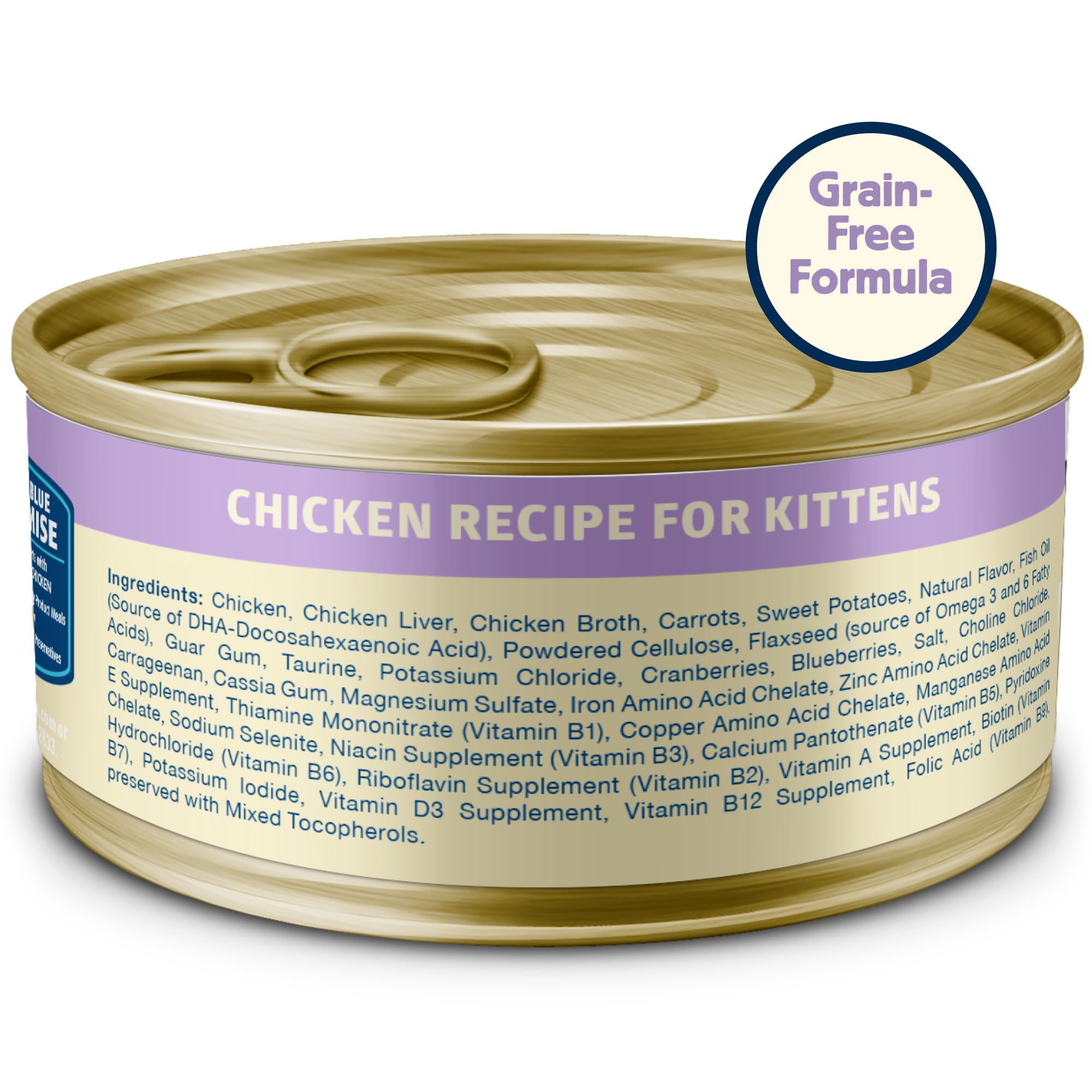 Blue Buffalo Freedom packaging highlights grain-free formula with no corn, wheat, or soy