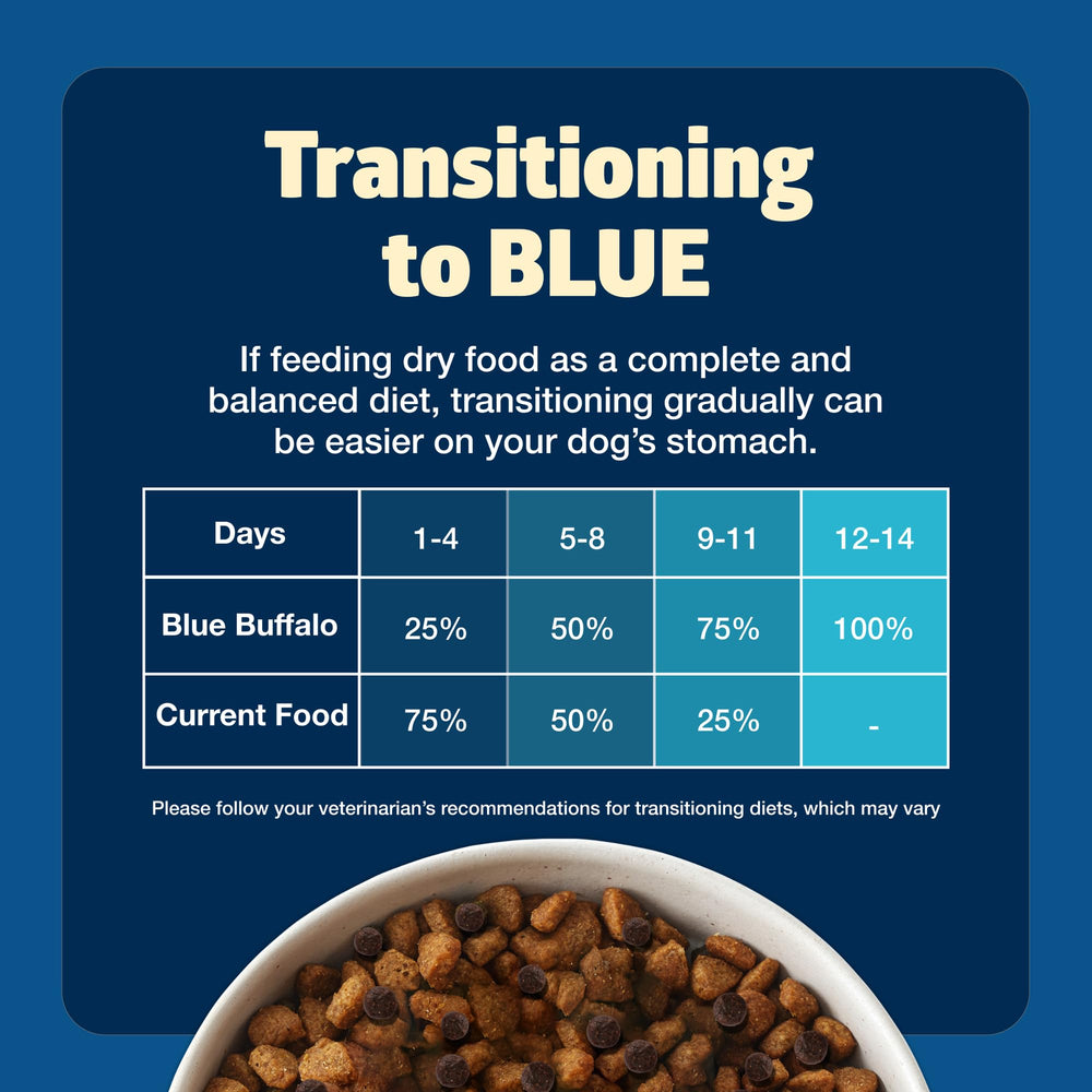 Blue Buffalo Freedom senior dog meal shown during feeding time