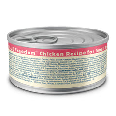 Blue Buffalo Freedom small breed wet food bowl displaying balanced nutrition for energetic dogs