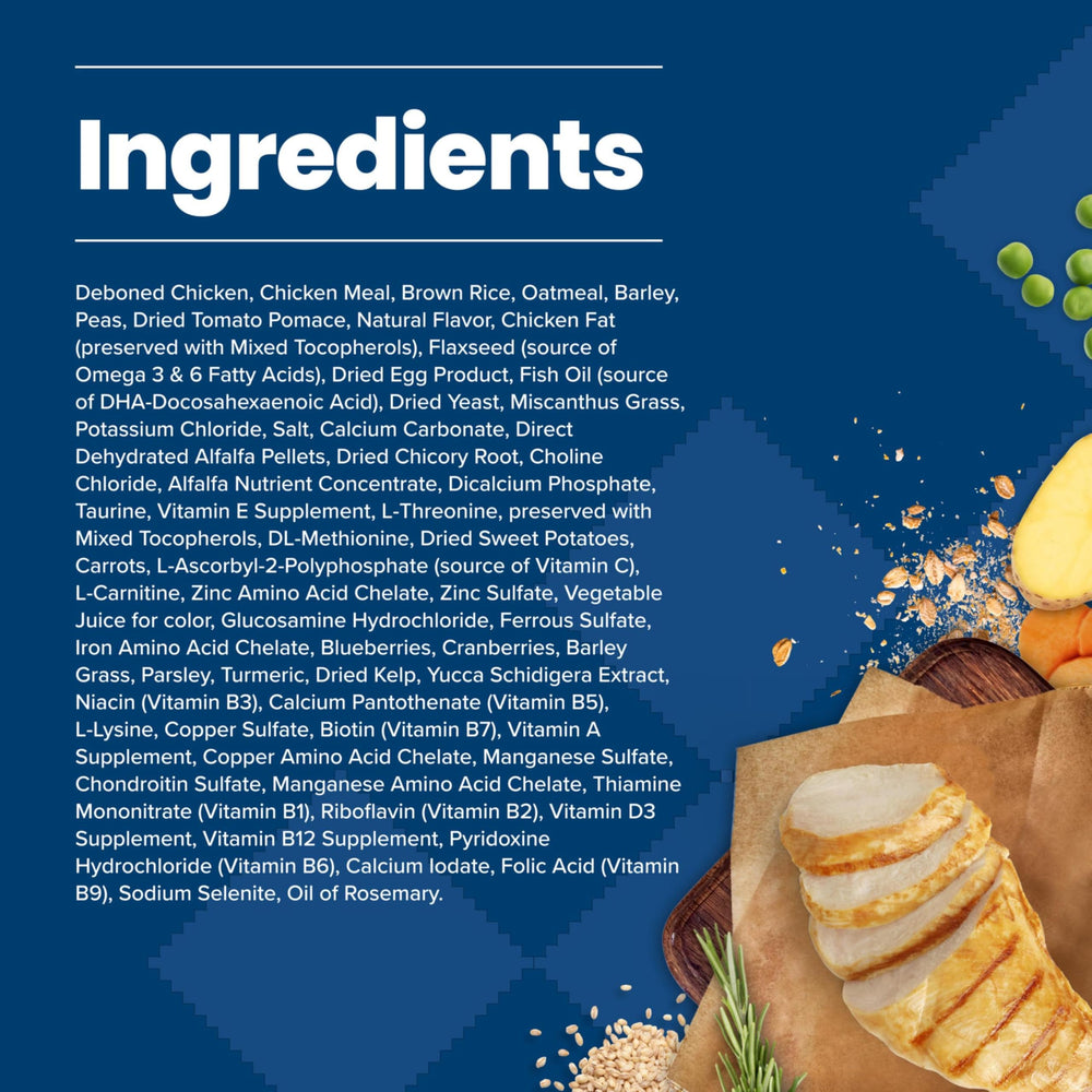 Blue Buffalo fruits and vegetables image suggests balanced nutrition for small breeds.