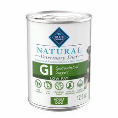 Blue Buffalo GI Low Fat Wet Dog Food whitefish can, real ingredients support gentle digestion.