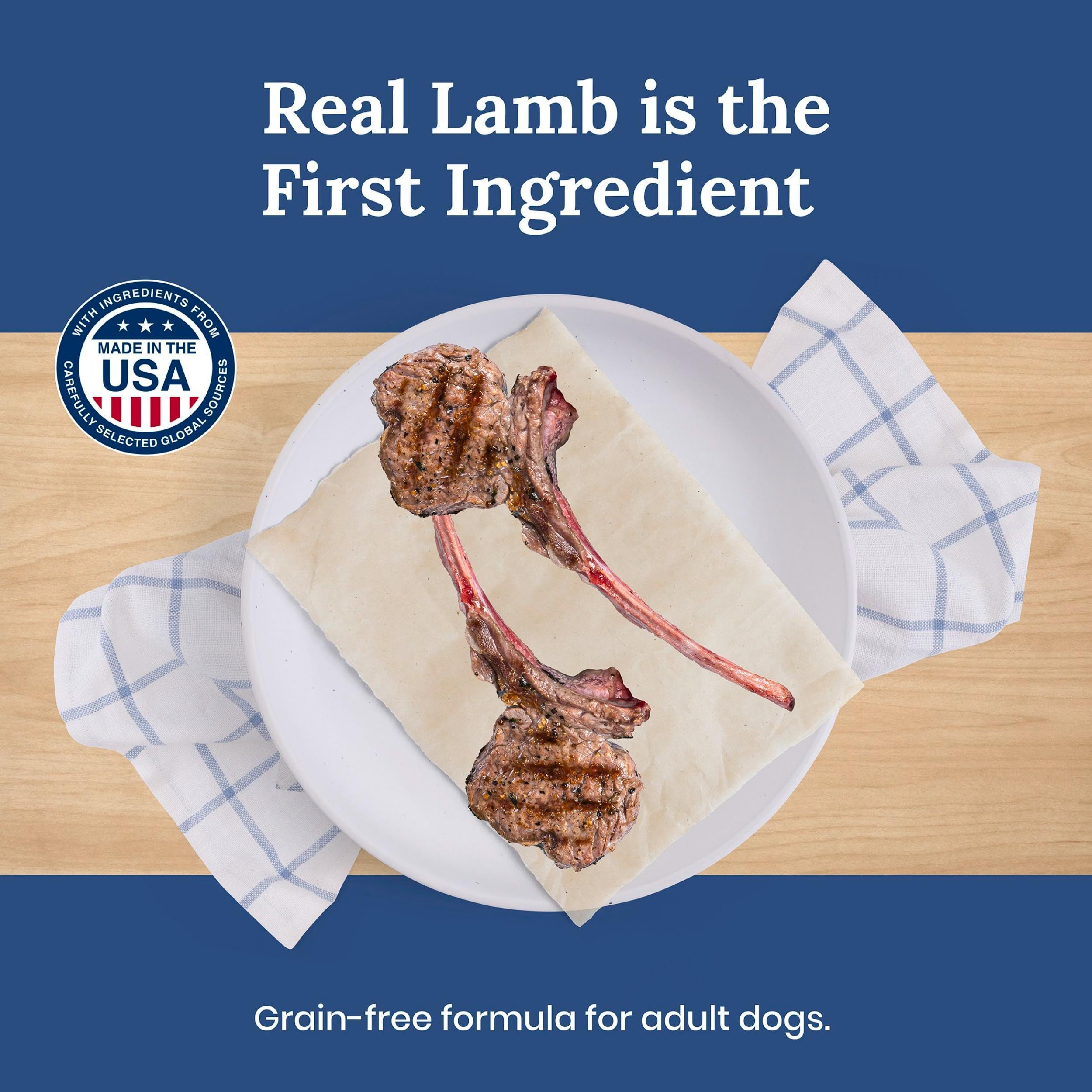 Blue Buffalo grain-free kibble avoids gluten for easier digestion.