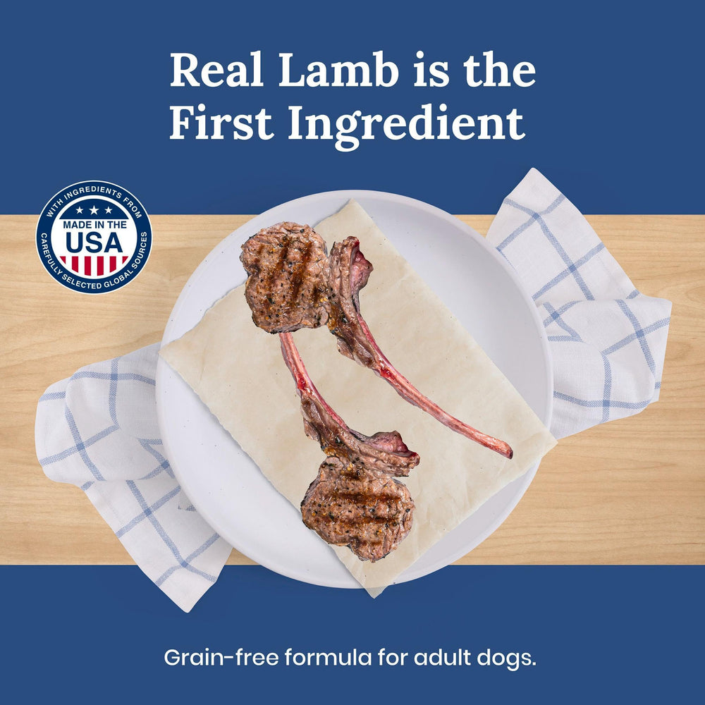 Blue Buffalo grain-free kibble avoids gluten for easier digestion.