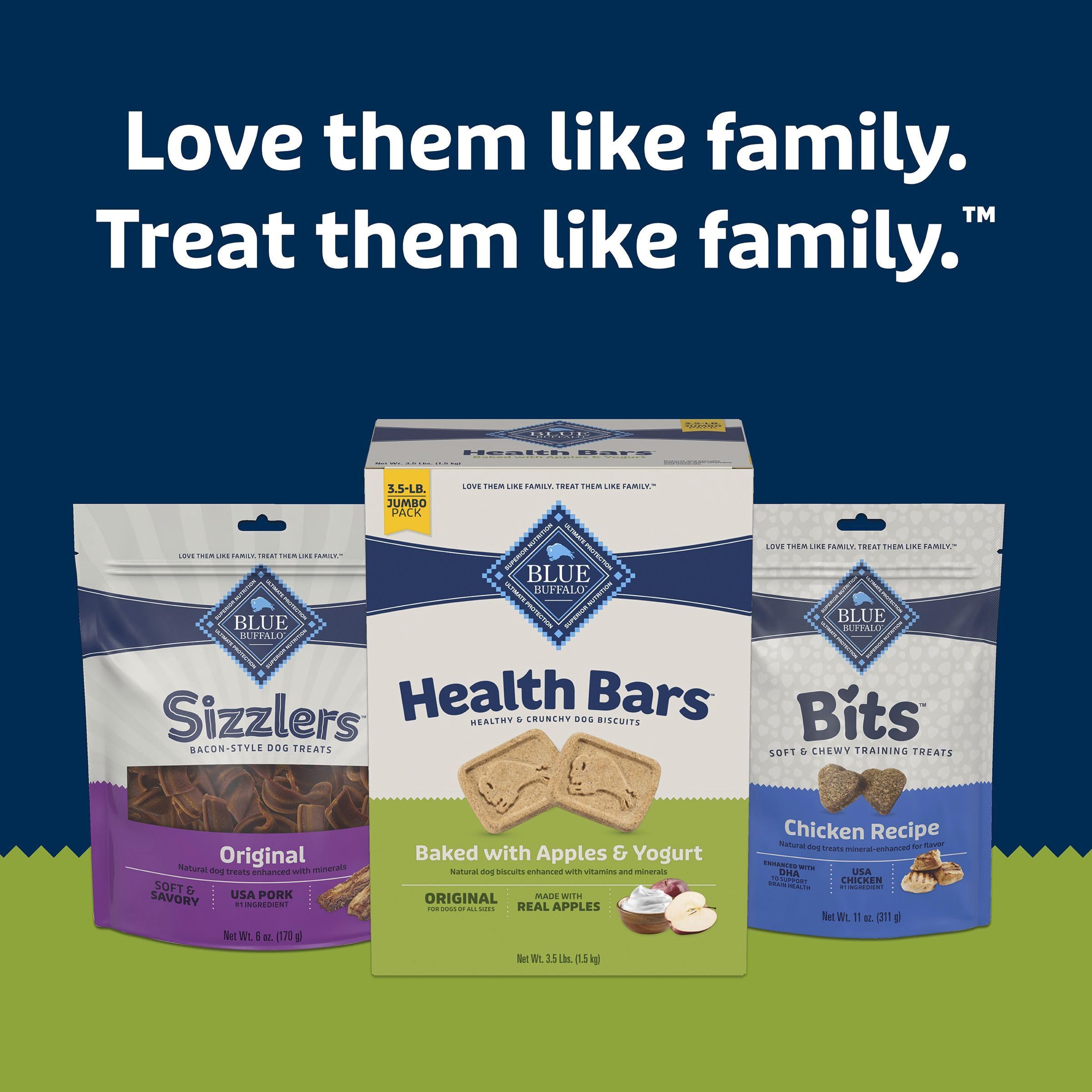 Blue Buffalo Health Bars come in a 3.5-lb box for households.
