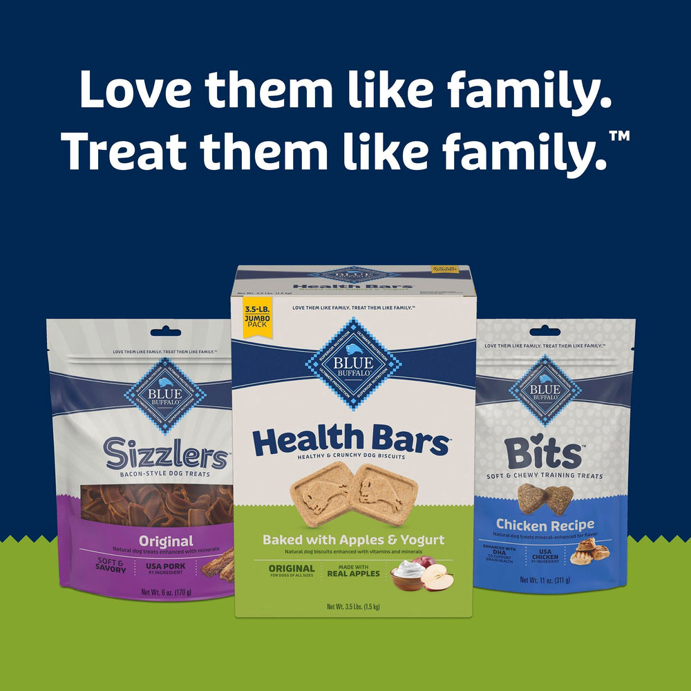 Blue Buffalo Health Bars come in a 3.5-lb box for households.