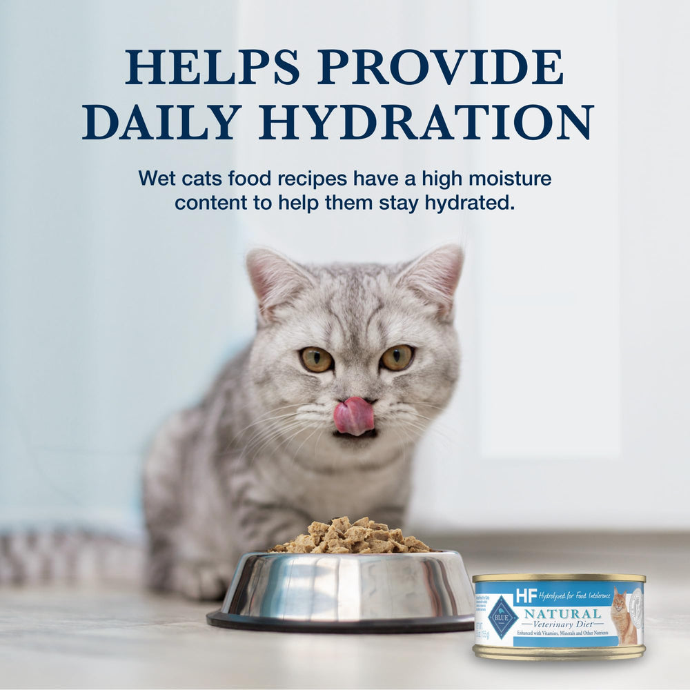 Blue Buffalo logo on HF packaging signaling trusted veterinary diet.
