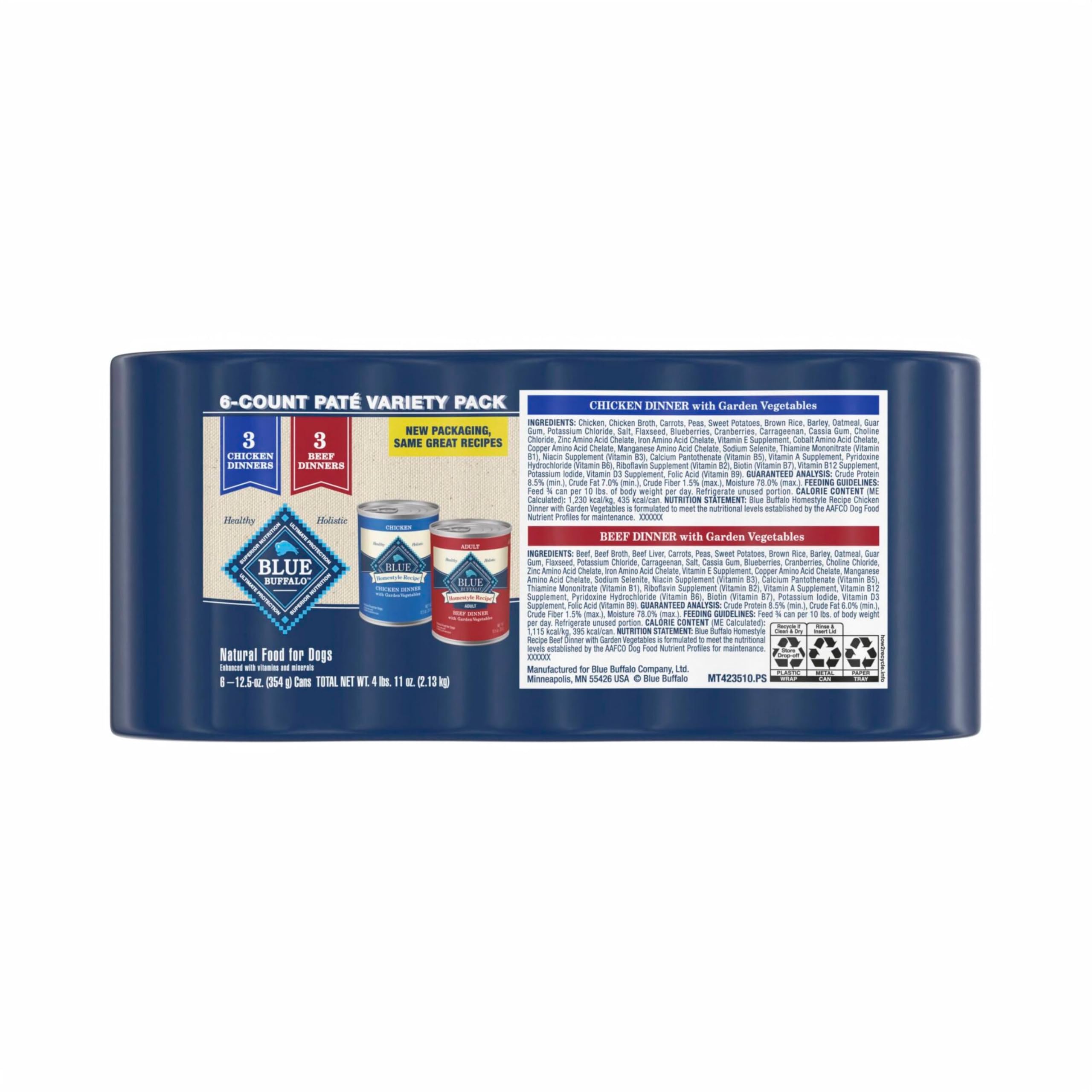 Blue Buffalo Homestyle Beef Can highlights premium protein for a satisfying dinner.