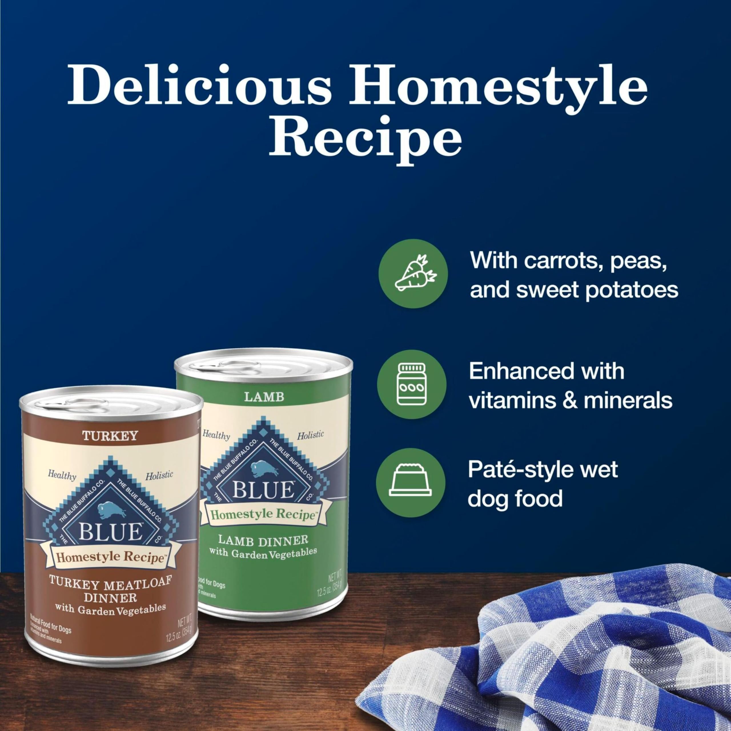 Blue Buffalo Homestyle garden vegetables highlight natural vegetables in dinners