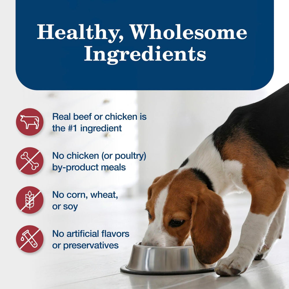Blue Buffalo Homestyle No Corn Wheat Soy Label communicates dietary options.