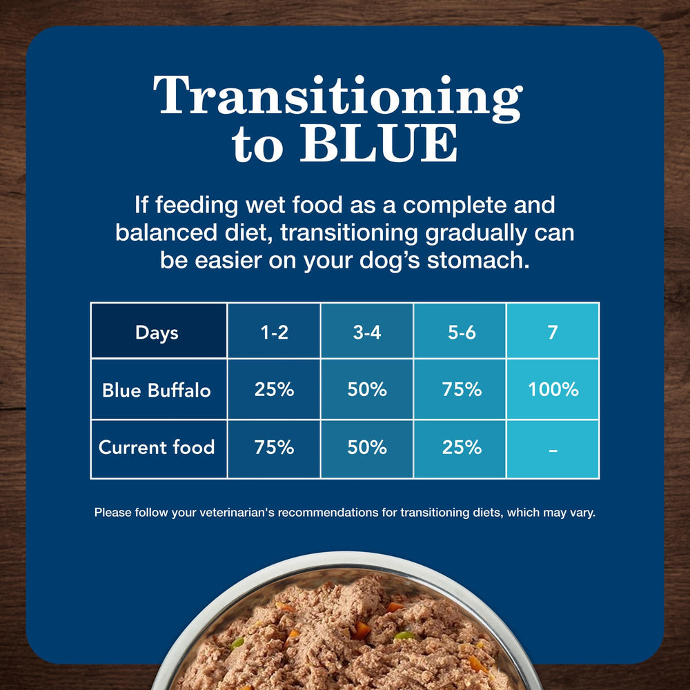 Blue Buffalo Homestyle Senior Wet Dog Food offers fruits like blueberries and cranberries.