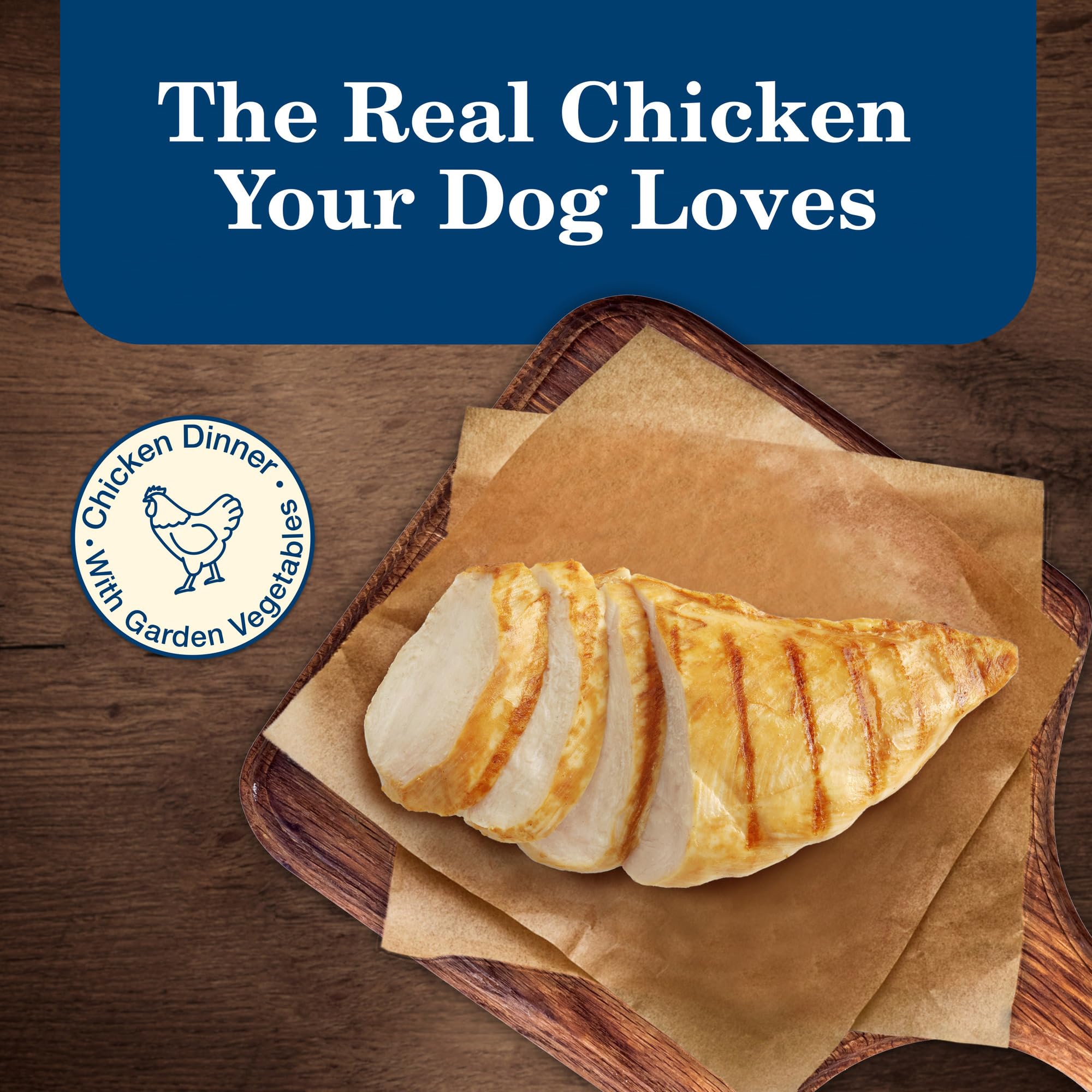 Blue Buffalo Homestyle Senior Wet Dog Food free from corn, wheat, and soy for sensitive dogs.