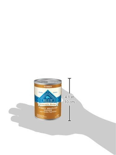 Blue Buffalo Homestyle Turkey Dinner served in a bowl emphasizes a complete meal option for adult dogs