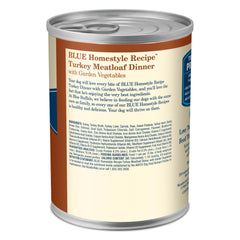 Blue Buffalo Homestyle Turkey Dinner with Garden Vegetables packaging highlights real turkey as the first ingredient