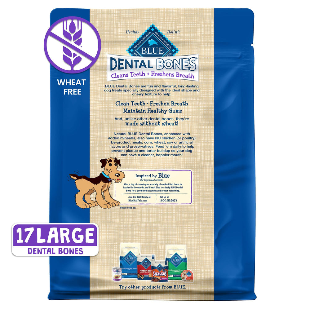 Blue Buffalo Dental Bones large-dog chew in action promoting fresh breath